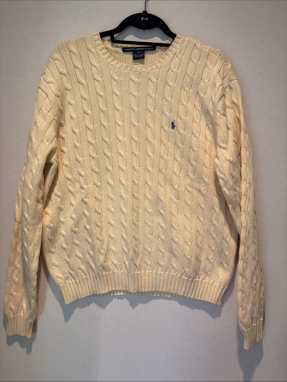 Ralph Lauren Sport - Vintage Women's Pullover Cable Knit Sweater Size XL. Yellow